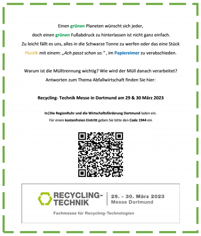 Recycling - Messe in Dortmund am 29 & 30 März 2023